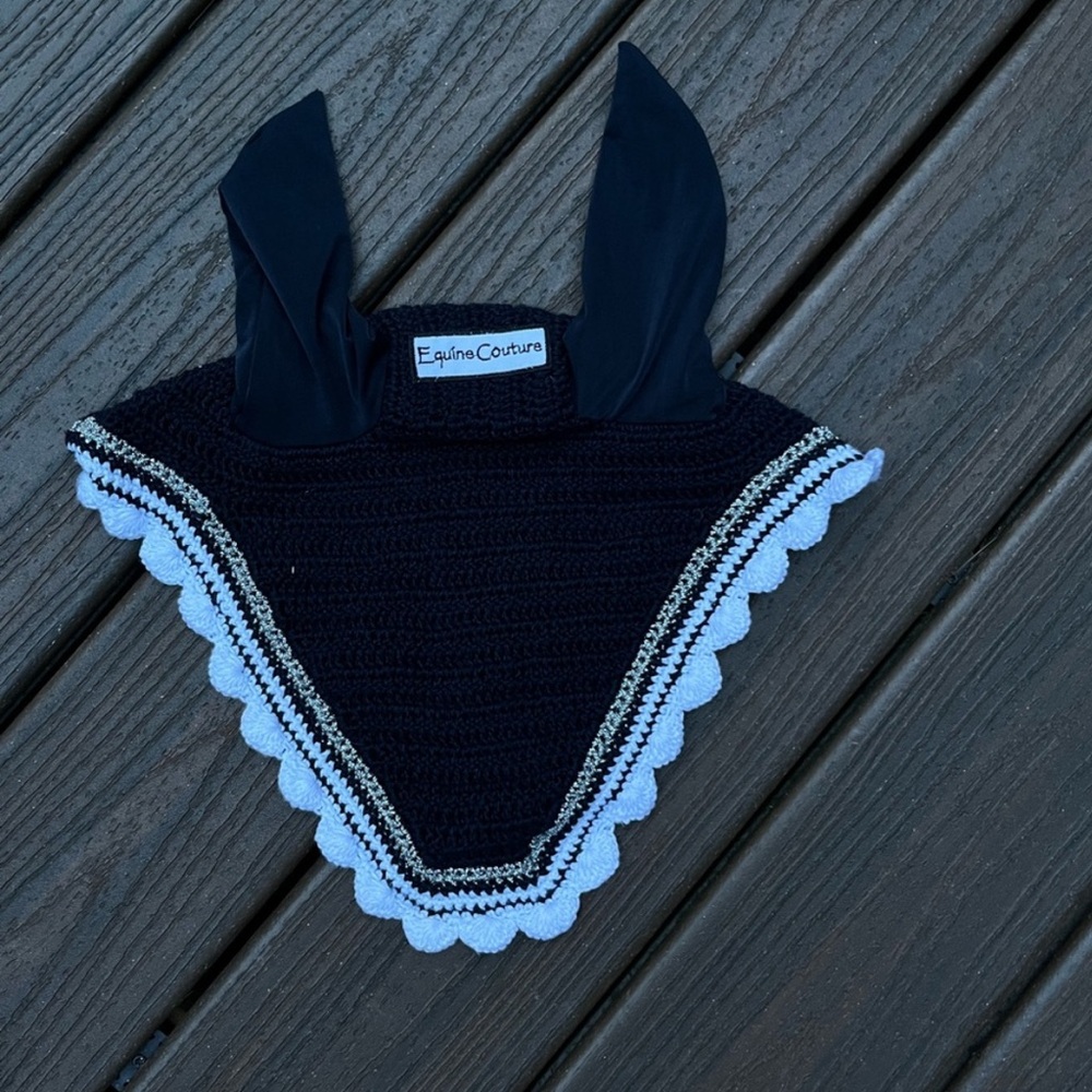 Navy/ Silver Ear Bonnet